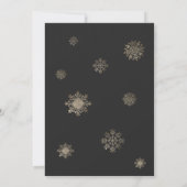 Elegant Black Gold Snowflake Christmas Party Einladung (Rückseite)