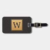 Elegant Black Gold Stilvolle Monogram Script Trave Gepäckanhänger (Vorderseite horizontal)
