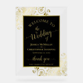 Elegant Black & Gold Stylish Wedding Welcome Acrylschild (Vorderseite)