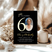 Elegant Black Gold Surprise 60th Birthday Photo Folieneinladung