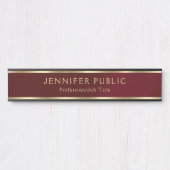 Elegant Black & Gold Text Home Office School Türschild (Vorderseite )