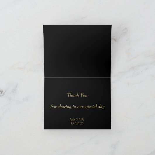 Elegant Black & Gold Than You card Dankeskarte (Innenseite)