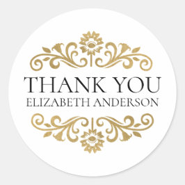 Elegant Black Gold Thank You Sticker