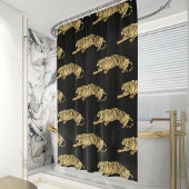 Elegant Black Gold Tiger Pattern Duschvorhang