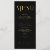 Elegant Black Gold Typography Wedding Dinner Menükarte (Vorderseite)