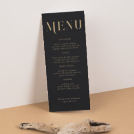 Elegant Black Gold Typography Wedding Dinner Menükarte
