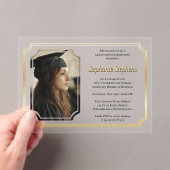 Elegant Black | Gold Uni Univ Graduation Party Acryleinladungen (Insitu (Handheld))