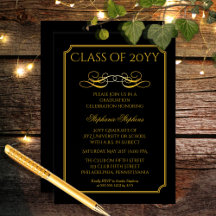 Elegant Black | Gold University Graduation Party