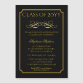 Elegant Black | Gold University Graduation Party I Magneteinladung (Vorderseite)