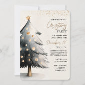 Elegant Black & Gold Watercolor Christmas Einladung (Vorderseite)