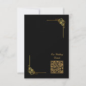 Elegant Black Gold Wedding Event QR Code RSVP Karte (Vorderseite)