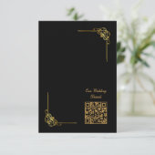 Elegant Black Gold Wedding Event QR Code RSVP Karte (Stehend Vorderseite)