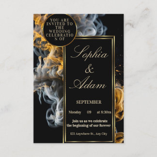 Elegant Black & Gold Wedding Invitation Begleitkarte