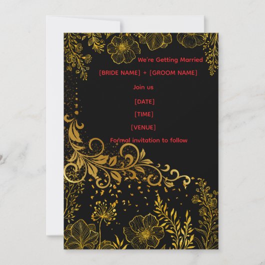 Elegant Black & Gold Wedding Invitation | Luxury Einladung (Vorderseite)
