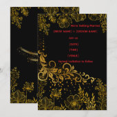 Elegant Black & Gold Wedding Invitation | Luxury  Einladung (Vorne/Hinten)