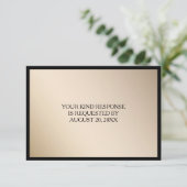 Elegant Black Gold Wedding RSVP Karte (Stehend Vorderseite)