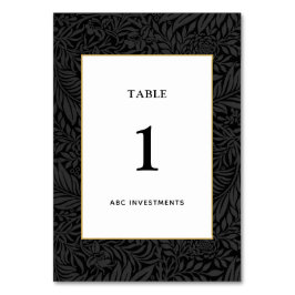 Elegant Black Gold White Botanical Tischnummer