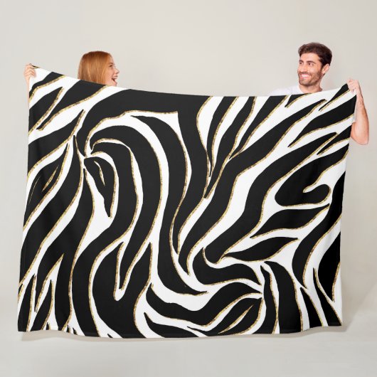 Elegant Black Gold Zebra White Animal Print Fleecedecke (Beispiel)