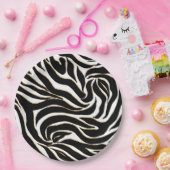 Elegant Black Gold Zebra White Animal Print Pappteller (Party)