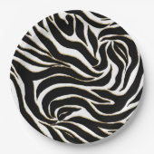 Elegant Black Gold Zebra White Animal Print Pappteller (Vorderseite)