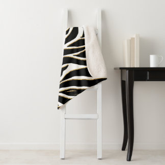 Elegant Black Gold Zebra White Animal Print Sherpadecke