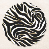 Elegant Black Gold Zebra White Animal Print Untersetzer (Vorderseite)