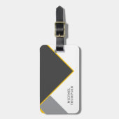 Elegant Black & Golden Border geometric Background Gepäckanhänger (Vorderseite vertikal)