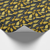 Elegant Black Golden & Grey Botanical Leaves Geschenkpapier (Ecke)