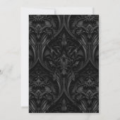 Elegant Black Gothic Damask Moody Wedding Einladung (Rückseite)