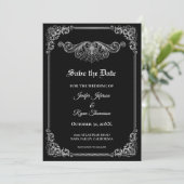 Elegant black Gothic wedding save the date Ankündigung (Stehend Vorderseite)