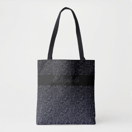 Elegant Black | Grauer Glitzer Girly Personalisier Tasche (Vorderseite)