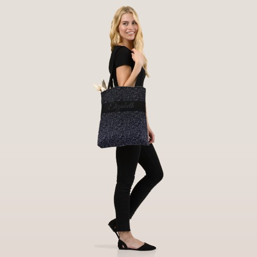 Elegant Black | Grauer Glitzer Girly Personalisier Tasche (Am Model)