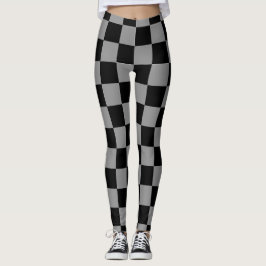 Elegant black &gray checkered leggings