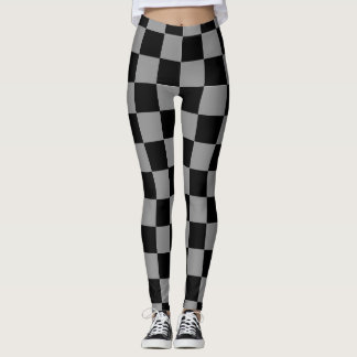 Elegant black &gray checkered leggings