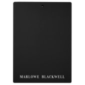 Elegant Black Gray Monogram Calligraphy Klemmbrett (Rückseite)