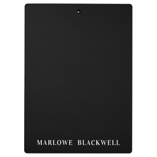 Elegant Black Gray Monogram Calligraphy Klemmbrett (Rückseite)