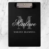 Elegant Black Gray Monogram Calligraphy Klemmbrett