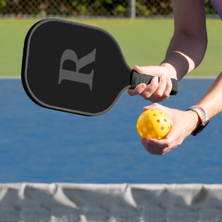 Elegant Black &gray Monogram Pickleball Schläger