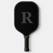 Elegant Black &gray Monogram  Pickleball Schläger (Vorderseite)