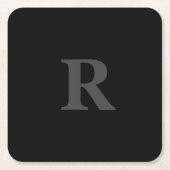 Elegant Black &gray Monogram  Rechteckiger Pappuntersetzer (Vorderseite)