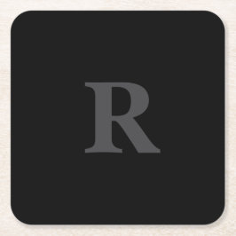 Elegant Black &gray Monogram  Rechteckiger Pappuntersetzer