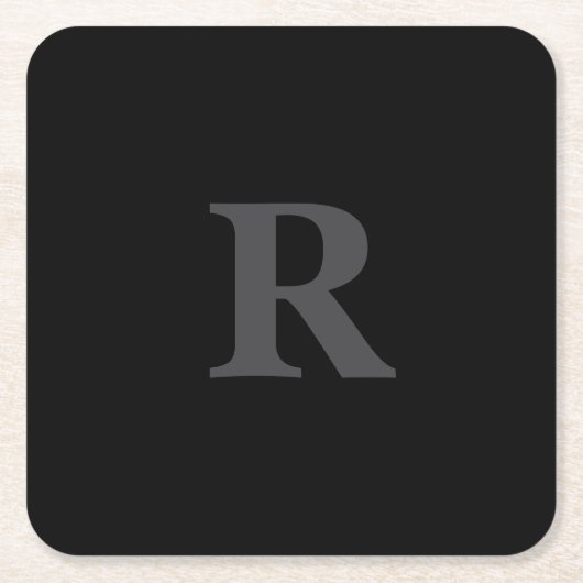 Elegant Black &gray Monogram  Rechteckiger Pappuntersetzer (Vorderseite)