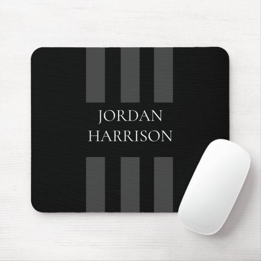 Elegant Black Gray Stripes Logo mouse pad Mousepad (Mit Mouse)