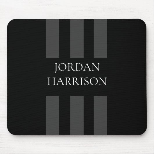Elegant Black Gray Stripes Logo mouse pad Mousepad (Vorne)