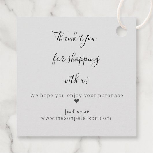 Elegant Black Gray Tropfens Marble Script Vielen D Geschenkanhänger (Rückseite)