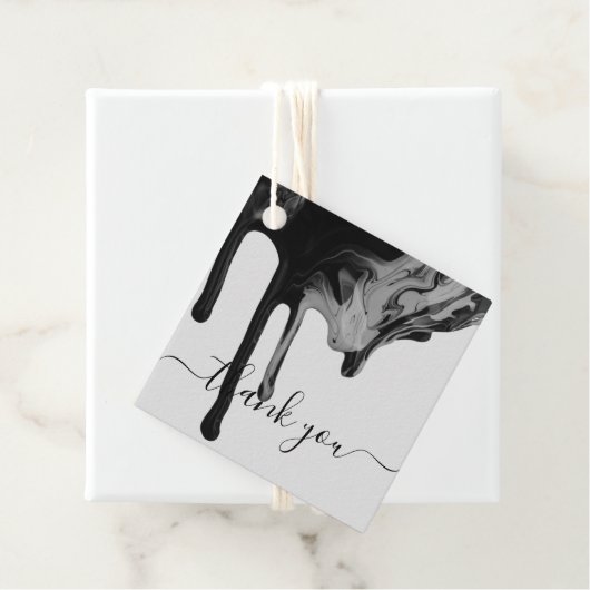 Elegant Black Gray Tropfens Marble Script Vielen D Geschenkanhänger (Beispiel)