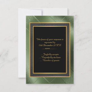 ELEGANT BLACK GREEN GOLD EMBOSSESEED CUSTOM UAWG RSVP KARTE