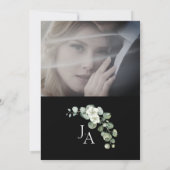 Elegant Black Greenery Eucalyptus Photo Wedding Einladung (Rückseite)
