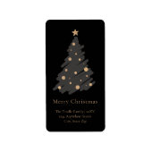 Elegant Black Grey Gold Script Christmas Tree Adressaufkleber (Vorne)