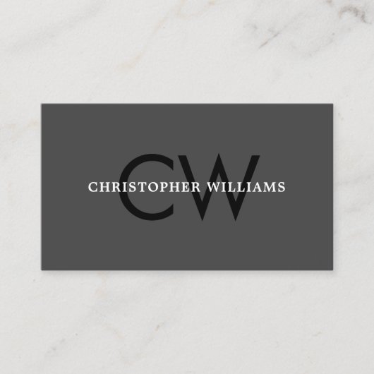 Elegant Black Grey White Bold Monogram Consultant Visitenkarte (Vorderseite)